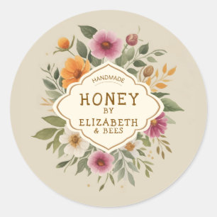 handgemaakte honing ronde sticker