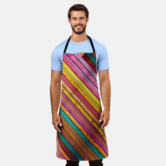 Handgemaakte houten planktafel met Schort (Gedragen)