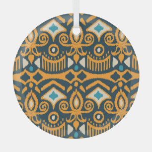 Handgemaakte Ikat: etnisch stof patroon Glas Ornament