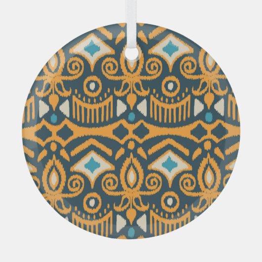 Handgemaakte Ikat: etnisch stof patroon Glas Ornament (Voorkant)