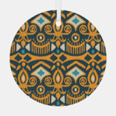 Handgemaakte Ikat: etnisch stof patroon Glas Ornament (Achterkant)