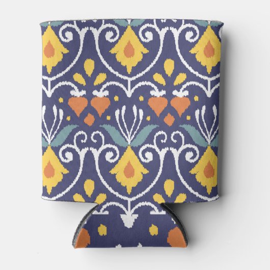 Handgemaakte Ikat: etnische Boho stof Blikjeskoeler (Voorkant)