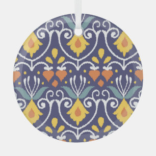 Handgemaakte Ikat: etnische Boho stof Glas Ornament