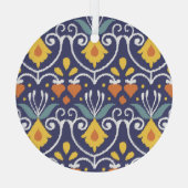 Handgemaakte Ikat: etnische Boho stof Glas Ornament (Achterkant)