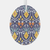 Handgemaakte Ikat: etnische Boho stof Glas Ornament (Voorkant Rechts)