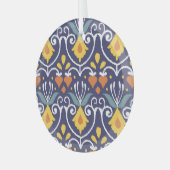 Handgemaakte Ikat: etnische Boho stof Glas Ornament (Voorkant links)