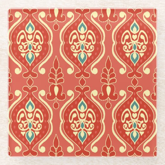 Handgemaakte Ikat: etnische Boho stof Glazen Onderzetter (Voorkant)