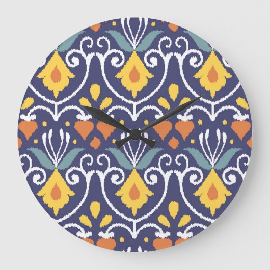 Handgemaakte Ikat: etnische Boho stof Grote Klok (Voorkant)