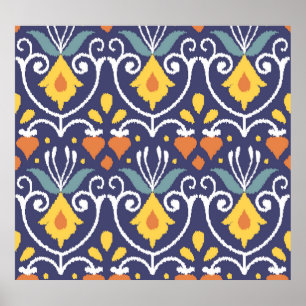 Handgemaakte Ikat: etnische Boho stof Poster