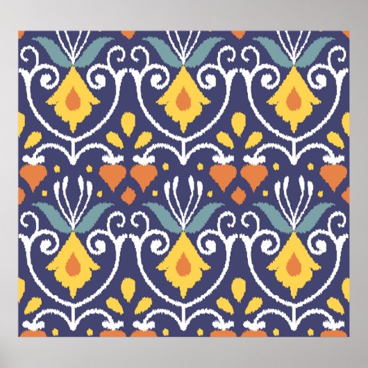 Handgemaakte Ikat: etnische Boho stof Poster (Voorkant)