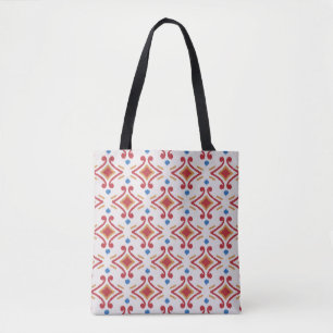 Handgemaakte Ikat stof, etnisch naadloos patroon. Tote Bag