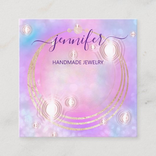 Handgemaakte juwelen Aangepast Logo Modern Futuris Vierkante Visitekaartje (Voorkant)