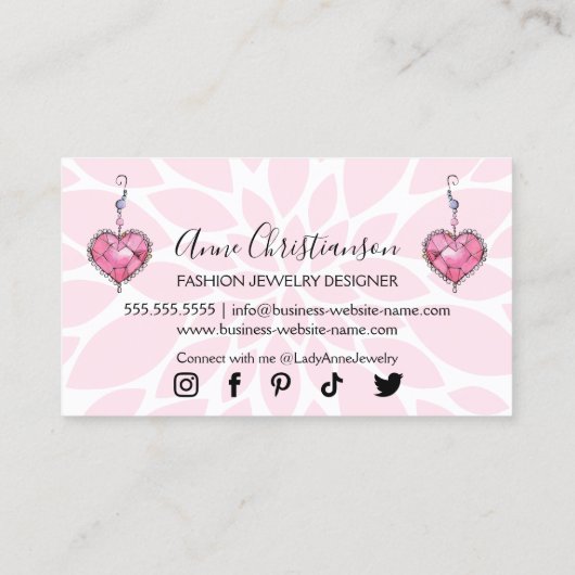 Handgemaakte juwelen en kralenontwerper visitekaartje (Achterkant)