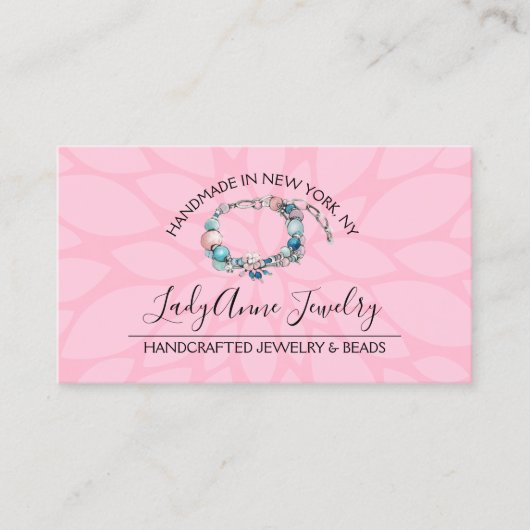 Handgemaakte juwelen en kralenontwerper visitekaartje (Voorkant)