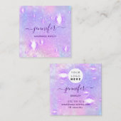 Handgemaakte juwelen Paarse Logo Mode Holografisch Vierkante Visitekaartje (Voorkant / Achterkant)