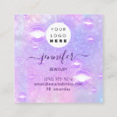 Handgemaakte juwelen Paarse Logo Mode Holografisch Vierkante Visitekaartje (Achterkant)