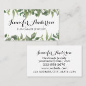 Handgemaakte juwelen Waterverf Mint Eucalyptus Lea Visitekaartje (Voorkant / Achterkant)