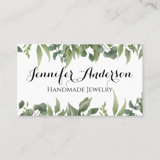 Handgemaakte juwelen Waterverf Mint Eucalyptus Lea Visitekaartje (Voorkant)