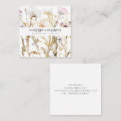Handgemaakte juwelen Wilde bloem Botanisch Roze go Vierkante Visitekaartje (Voorkant / Achterkant)