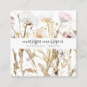 Handgemaakte juwelen Wilde bloem Botanisch Roze go Vierkante Visitekaartje (Voorkant)