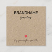 Handgemaakte juwelenharingkaart voor sieraardewerk vierkante visitekaartje (Voorkant)