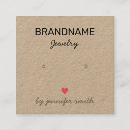 Handgemaakte juwelenharingkaart voor sieraardewerk vierkante visitekaartje