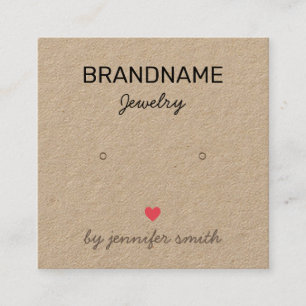 Handgemaakte juwelenharingkaart voor sieraardewerk vierkante visitekaartje