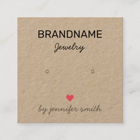 Handgemaakte juwelenharingkaart voor sieraardewerk vierkante visitekaartje (Voorkant)