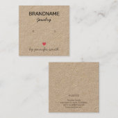 Handgemaakte juwelenharingkaart voor sieraardewerk vierkante visitekaartje (Voorkant / Achterkant)