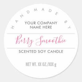 Handgemaakte kaarle roze roze handgeschreven produ ronde sticker