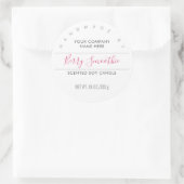 Handgemaakte kaarle roze roze handgeschreven produ ronde sticker (Tas)