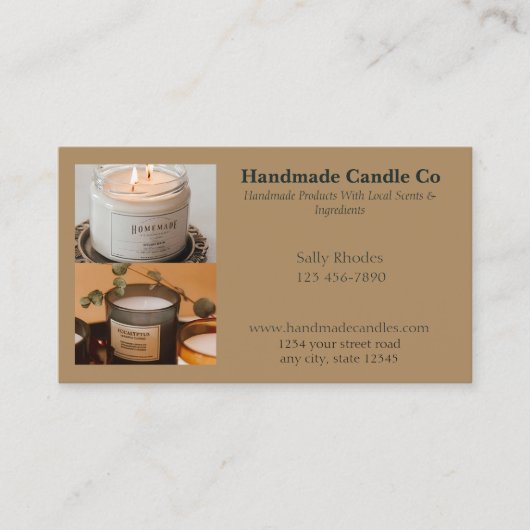 Handgemaakte kaars bedrijf visitekaartje (Voorkant)