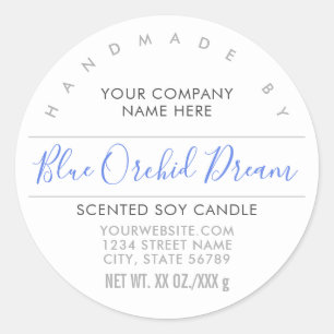 Handgemaakte Kaars of Zeep Blauw Geurend Productet Ronde Sticker