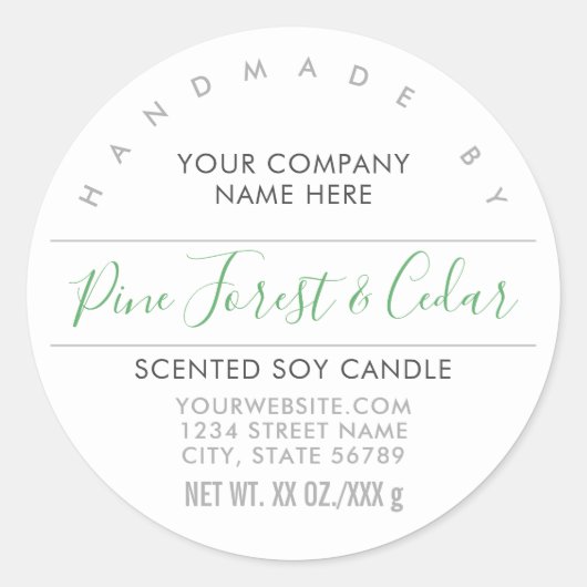 Handgemaakte Kaars of Zeep Bos Groen Product Label (Voorkant)