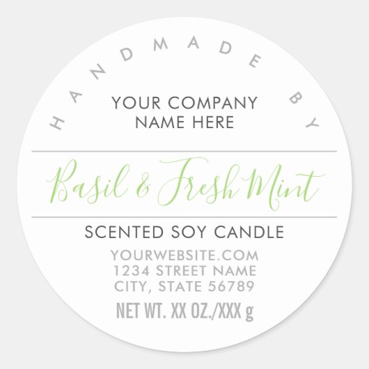 Handgemaakte Kaars of Zeep Mint Groen Productlabel Ronde Sticker (Voorkant)
