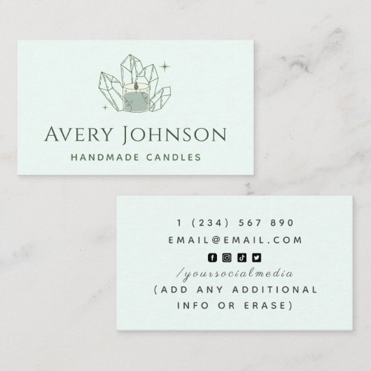 Handgemaakte Kaarsen Crystal Edelsteen Social Medi Visitekaartje (Voorkant / Achterkant)