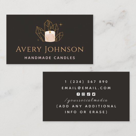 Handgemaakte Kaarsen Crystal Edelsteen Social Medi Visitekaartje (Voorkant / Achterkant)