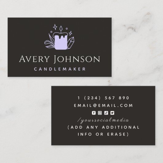 Handgemaakte kaarsen en kristal Gemstone Candlemak Visitekaartje (Voorkant / Achterkant)