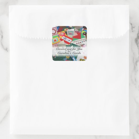 Handgemaakte Kaarten Vierkante Sticker (Tas)