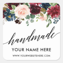 Handgemaakte kalligrafie Bourgondië Blauw Bloemen 