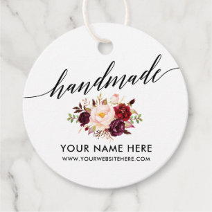 Handgemaakte kalligrafie Bourgondië Floral R Bedankjes Labels