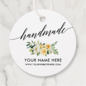 Handgemaakte Kalligrafie Geel Wit Bloemen R Bedankjes Labels (Voorkant)