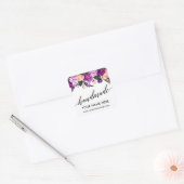 Handgemaakte Kalligrafie Paarse Bloemen Klein Vierkante Sticker (Envelop)