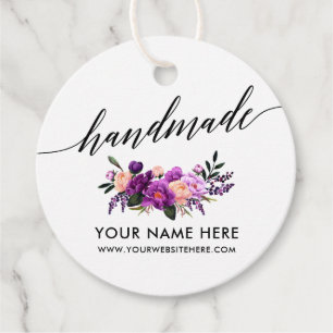 Handgemaakte Kalligrafie Paarse Bloemen R Bedankjes Labels