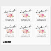 Handgemaakte Kalligrafie Roze Bloemen Klein Vierkante Sticker (Vel)
