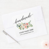 Handgemaakte kalligrafie Roze witte Floral Klein Vierkante Sticker (Envelop)