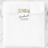 Handgemaakte kalligrafie Roze witte Floral Klein Vierkante Sticker (Tas)