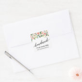 Handgemaakte kalligrafie Roze witte Floral Klein Vierkante Sticker (Envelop)