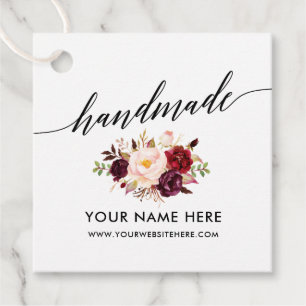 Handgemaakte kalligrafie Script Bourgondië Floral Bedankjes Labels