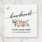 Handgemaakte kalligrafie Script roze wit bloemen Bedankjes Labels (Voorkant)